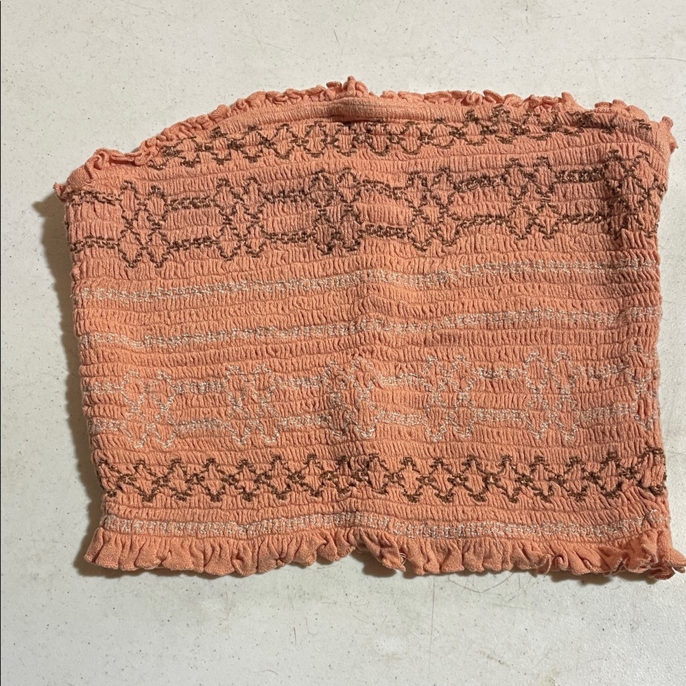 Orange Textured Knit tube Top